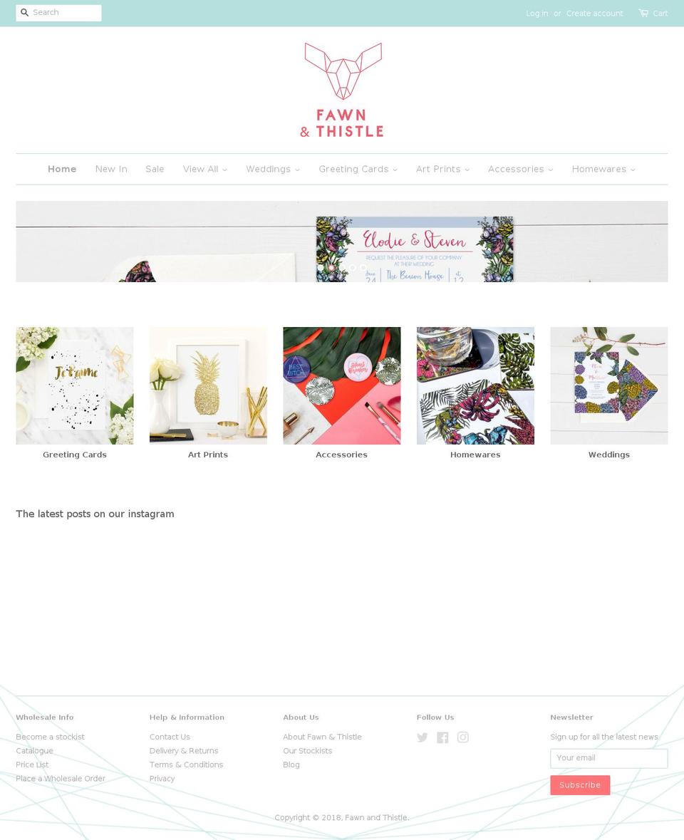 fawn-and-thistle.myshopify.com shopify website screenshot