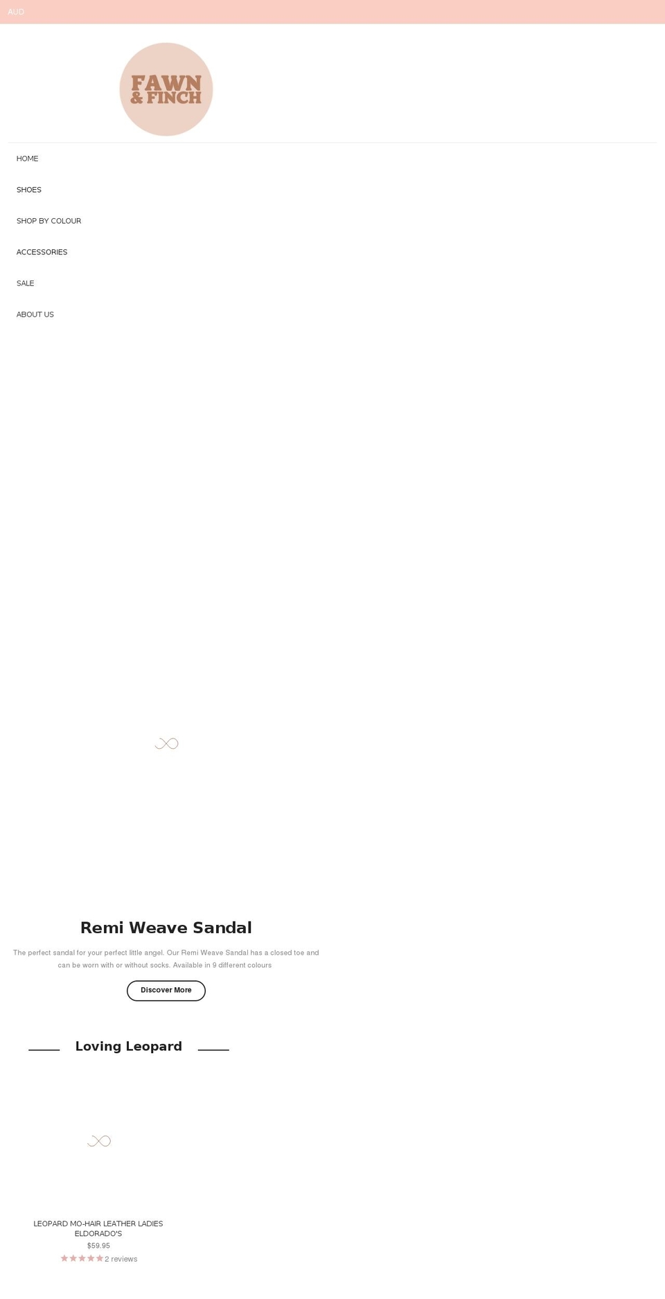 fawnandfinch.com.au shopify website screenshot