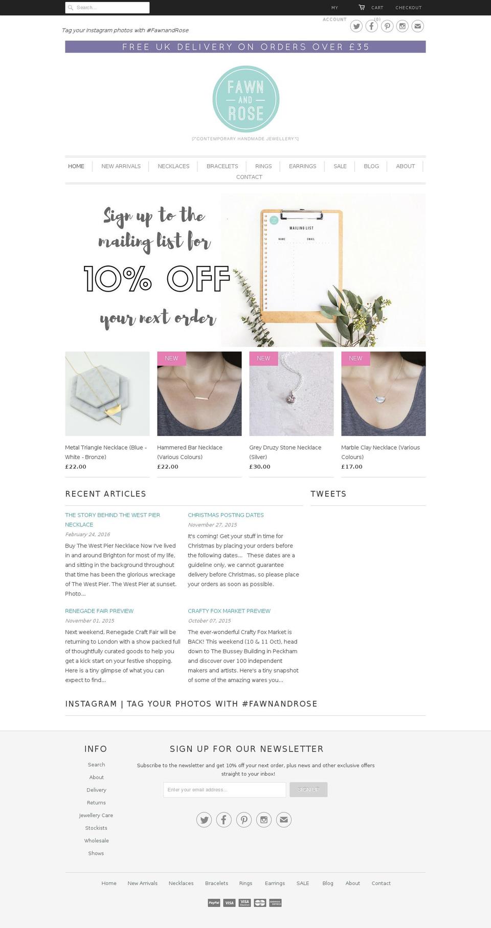 fawnandrose.com shopify website screenshot