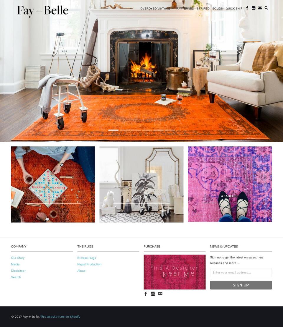 fayandbellerugs.com shopify website screenshot