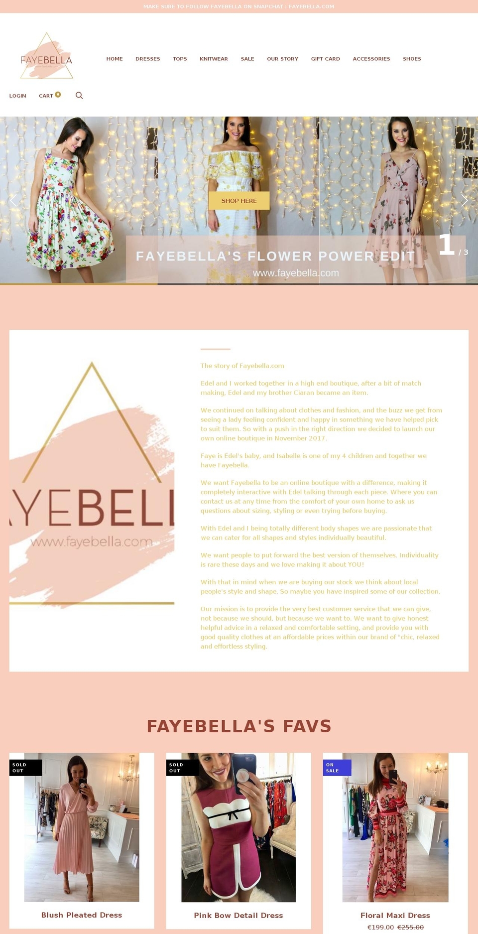 fayebella.com shopify website screenshot