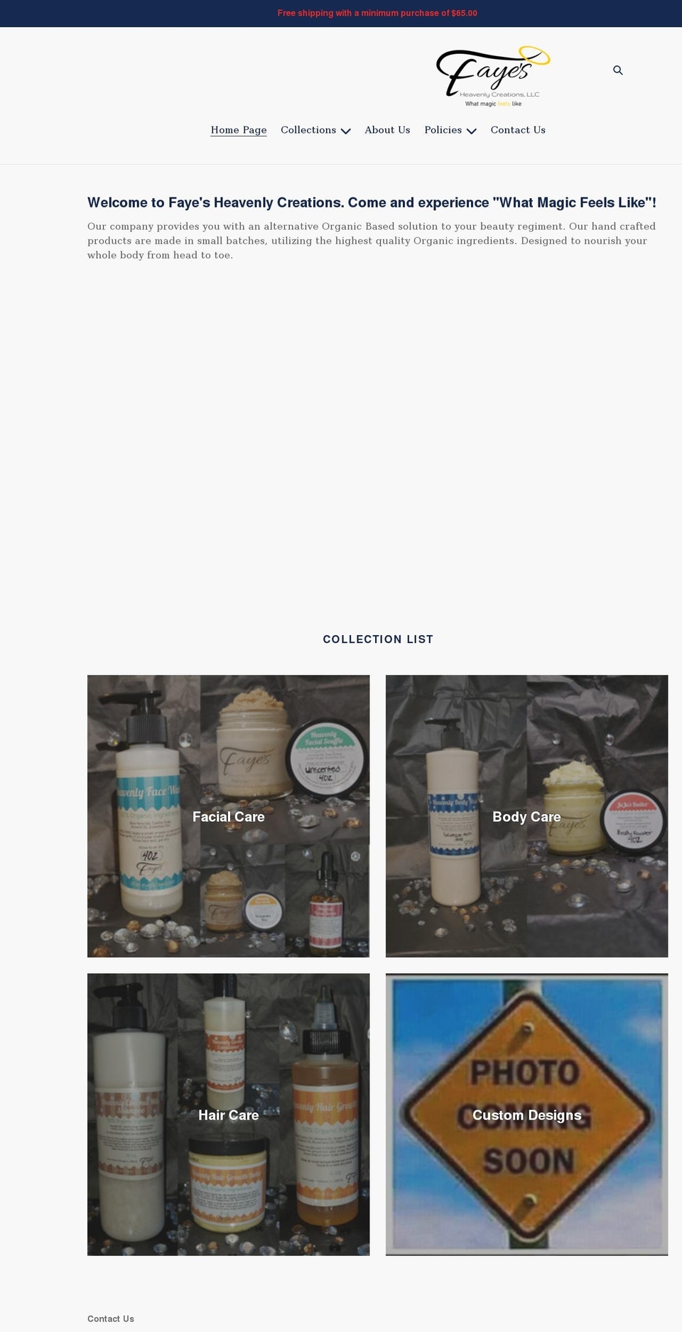 fayesheavenlycreations.com shopify website screenshot