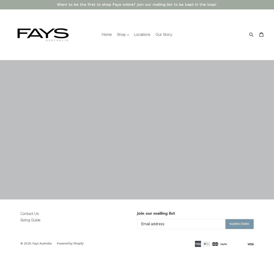 fays.com.au shopify website screenshot