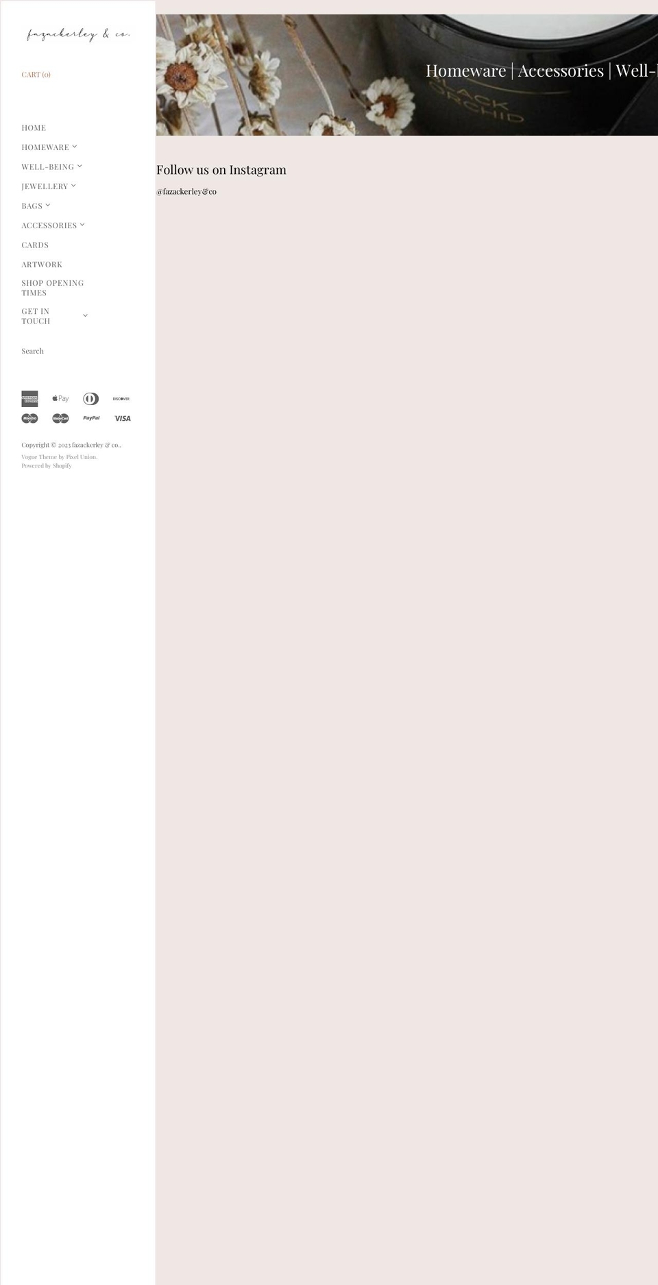fazackerleyandco.com shopify website screenshot