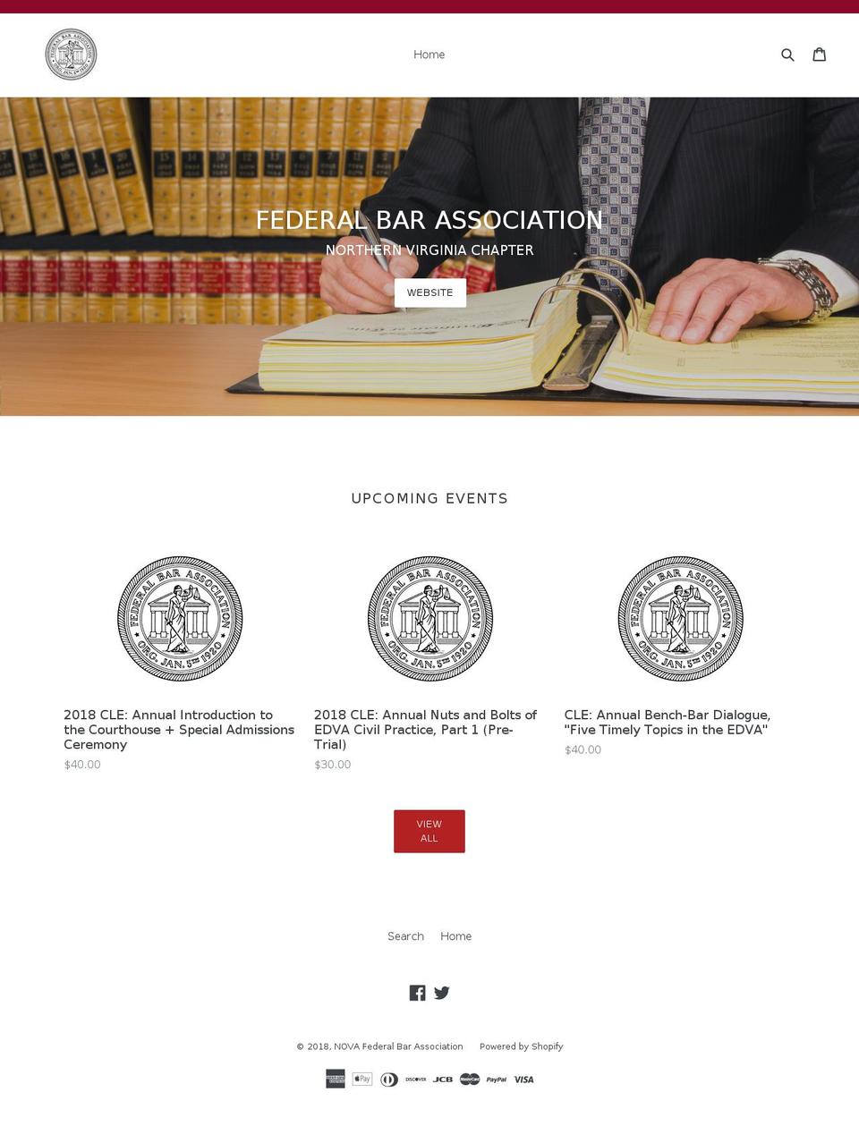 fba-novaevents.org shopify website screenshot