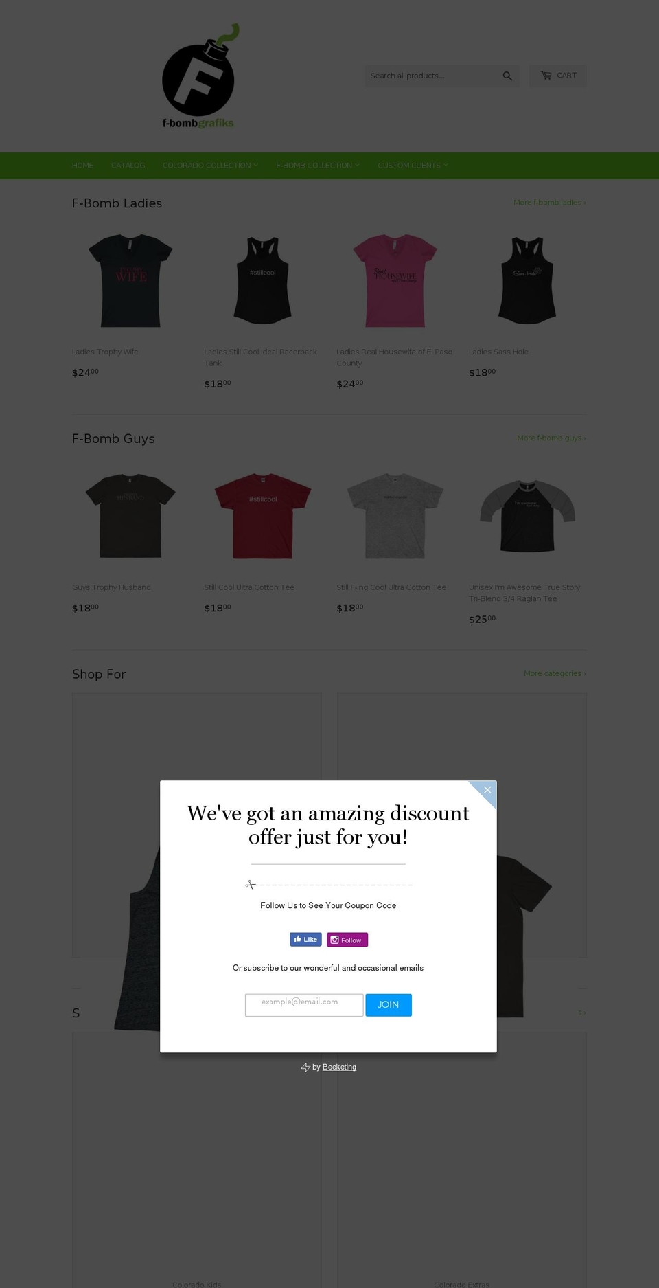 fbombgraphics.com shopify website screenshot