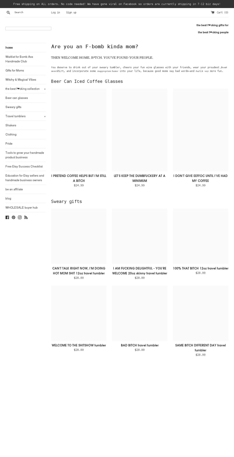 fbombsandbooze.com shopify website screenshot