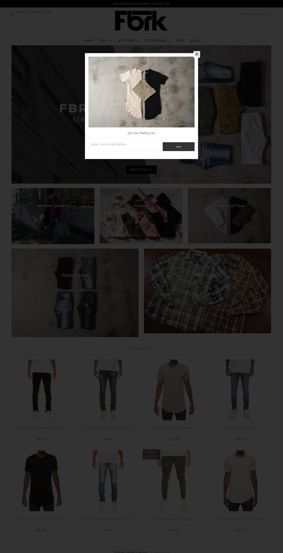fbrkclothing.com shopify website screenshot