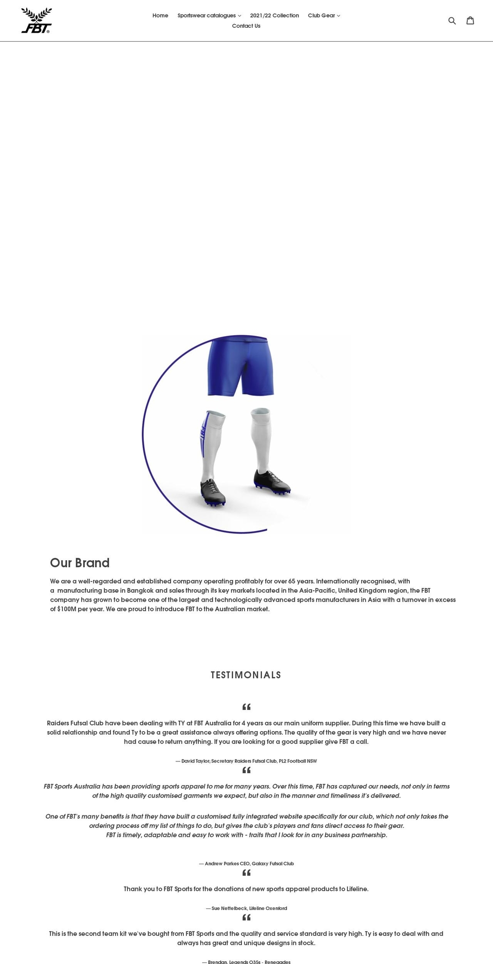 fbtsports.com.au shopify website screenshot