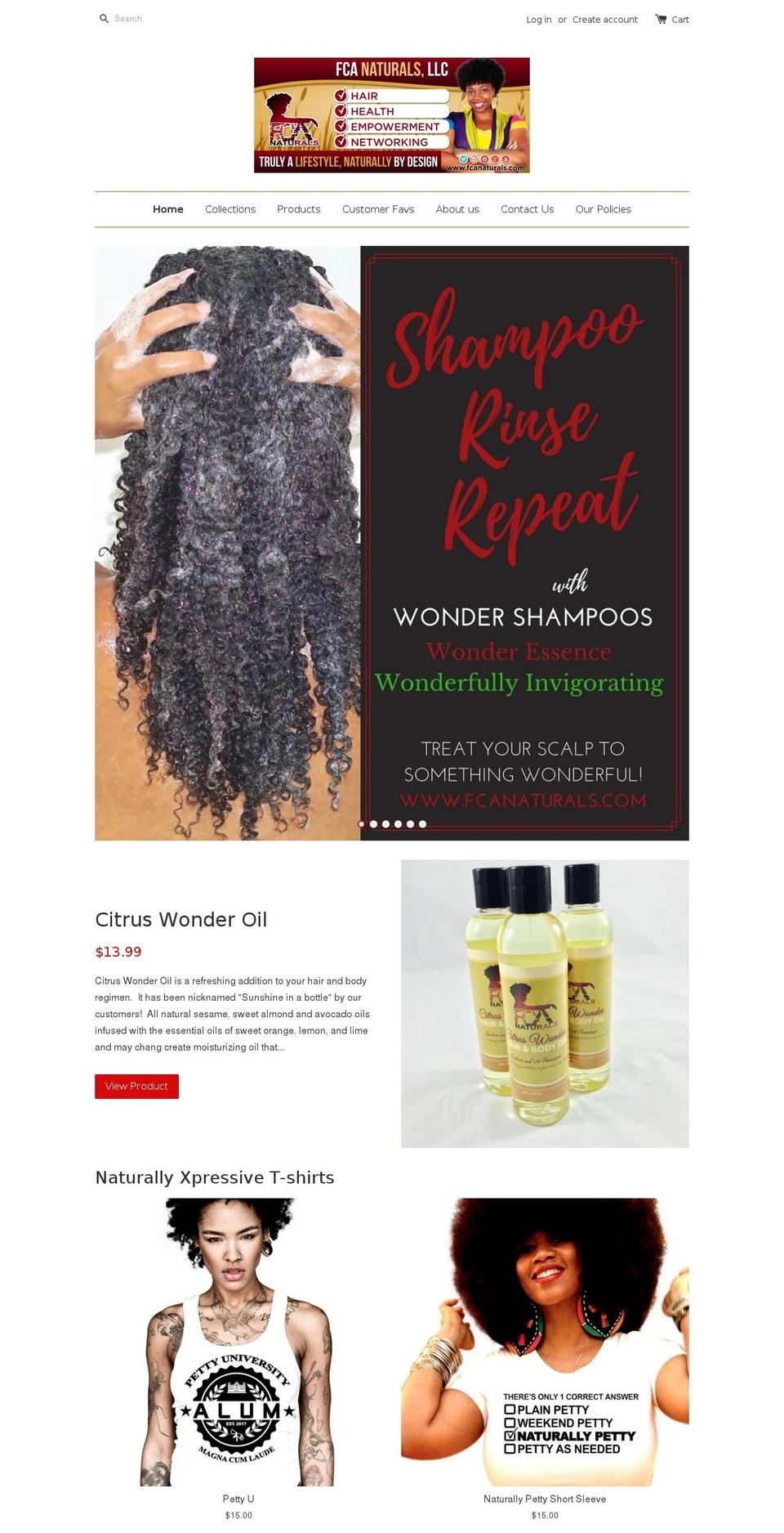 fcanaturals.com shopify website screenshot