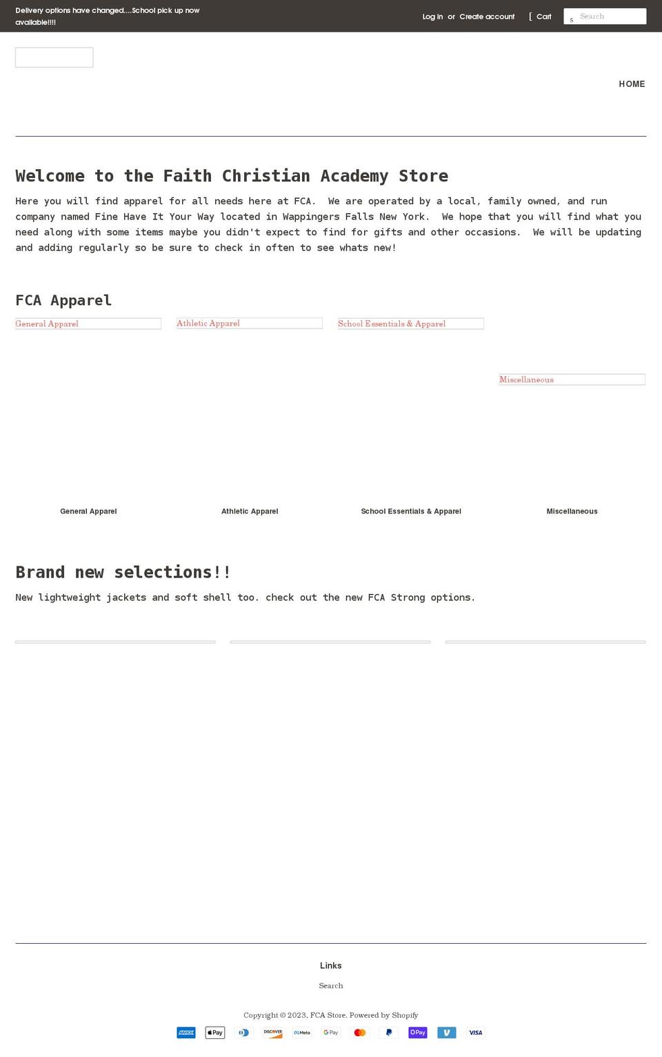 fcastore.net shopify website screenshot