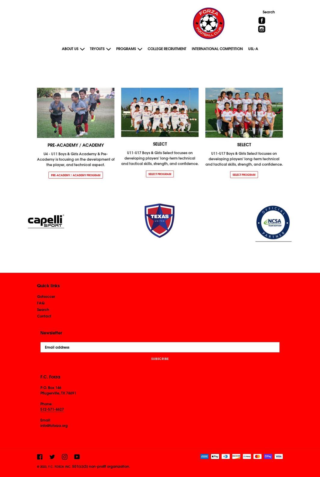 fcforza.org shopify website screenshot