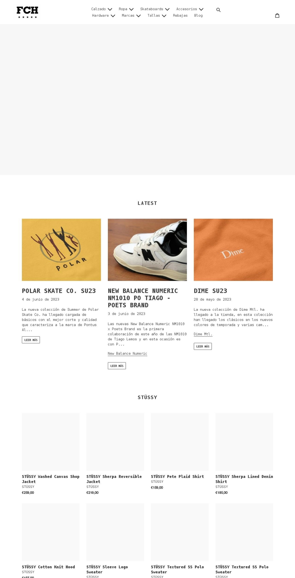 fchskate.com shopify website screenshot