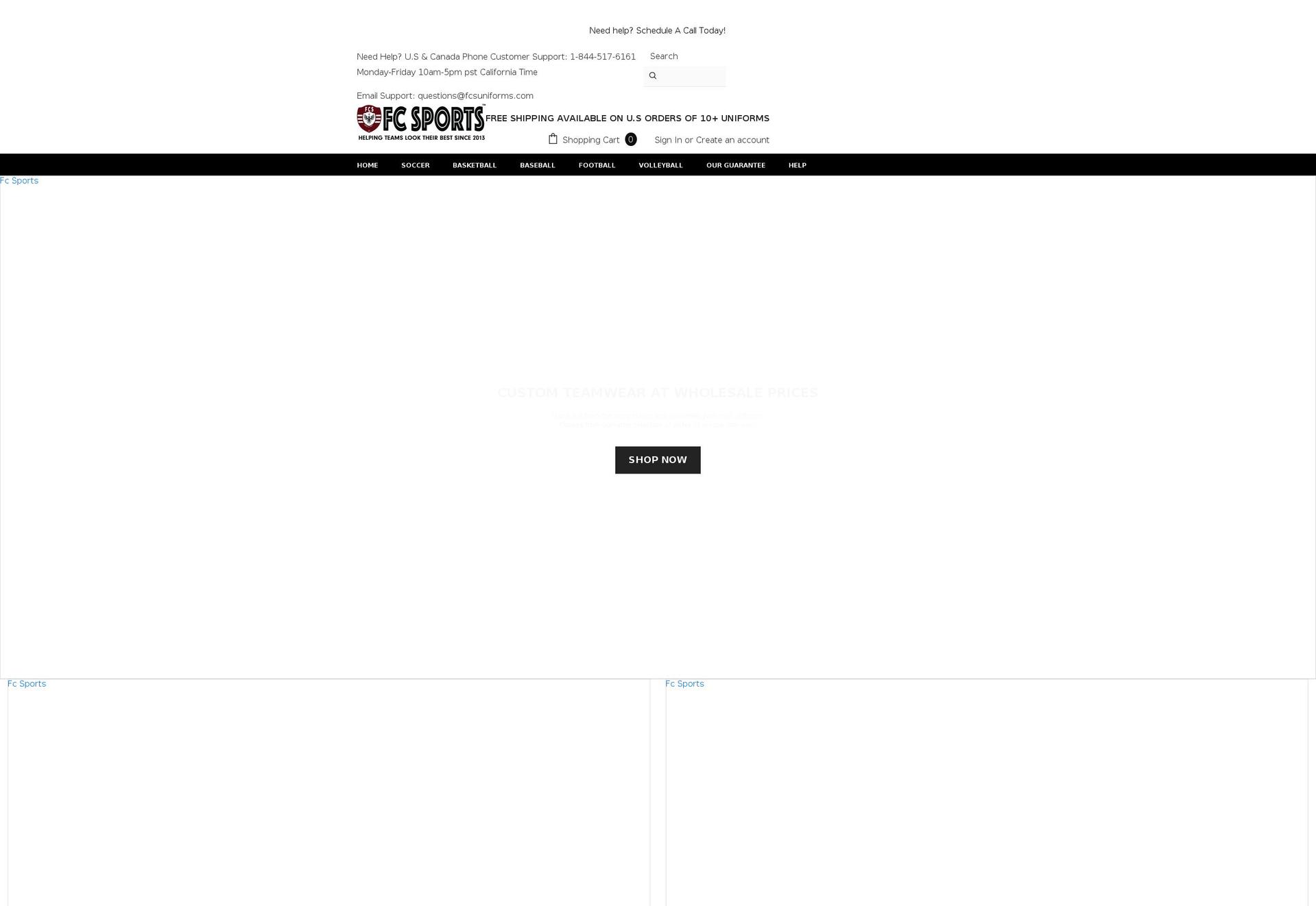fcsuniforms.com shopify website screenshot