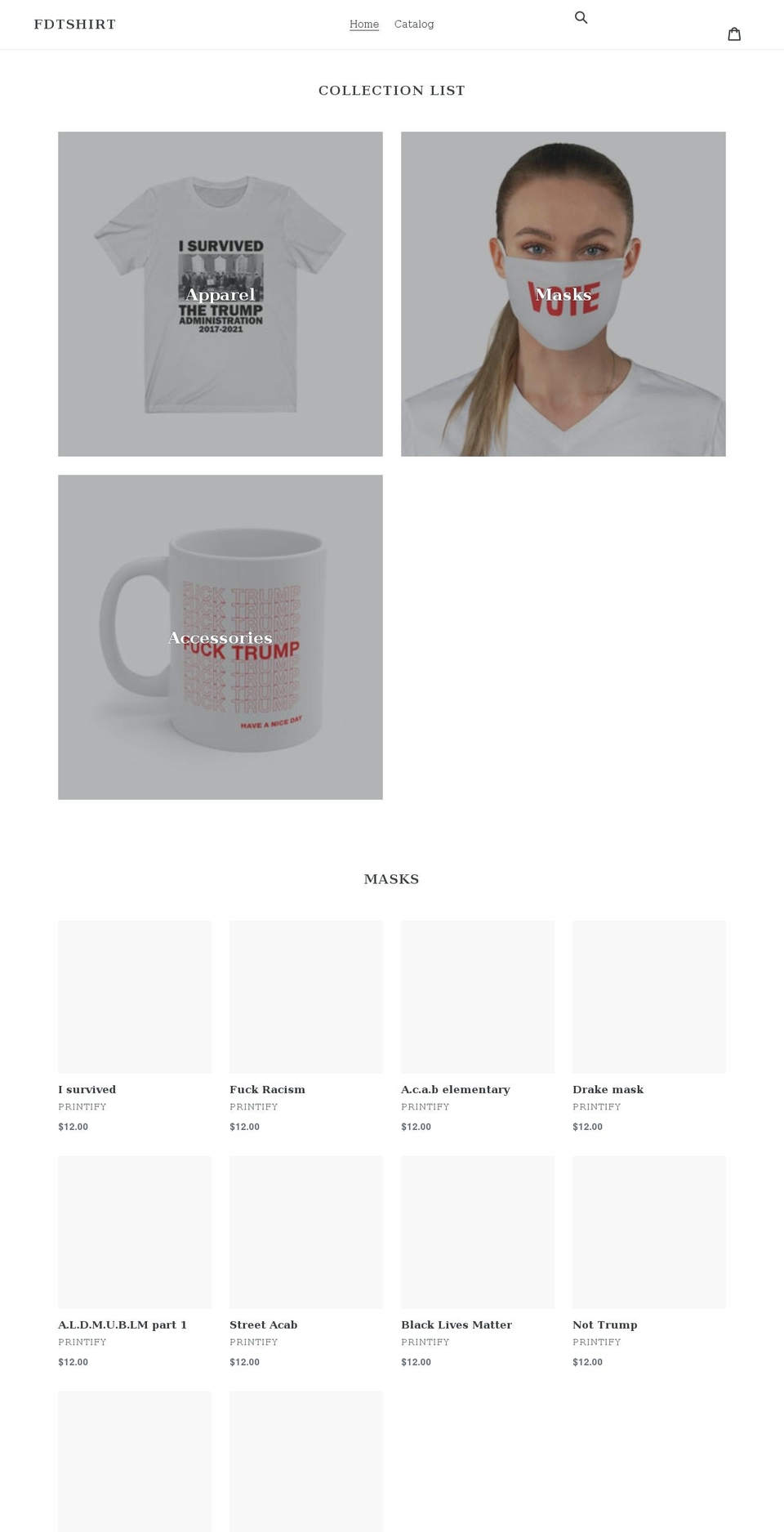 fdtshirt.com shopify website screenshot