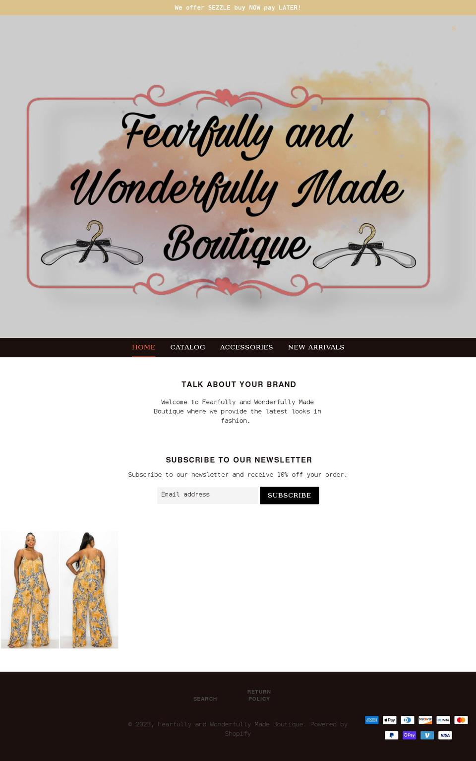 fearfullyandwonderfullymadeboutique.com shopify website screenshot