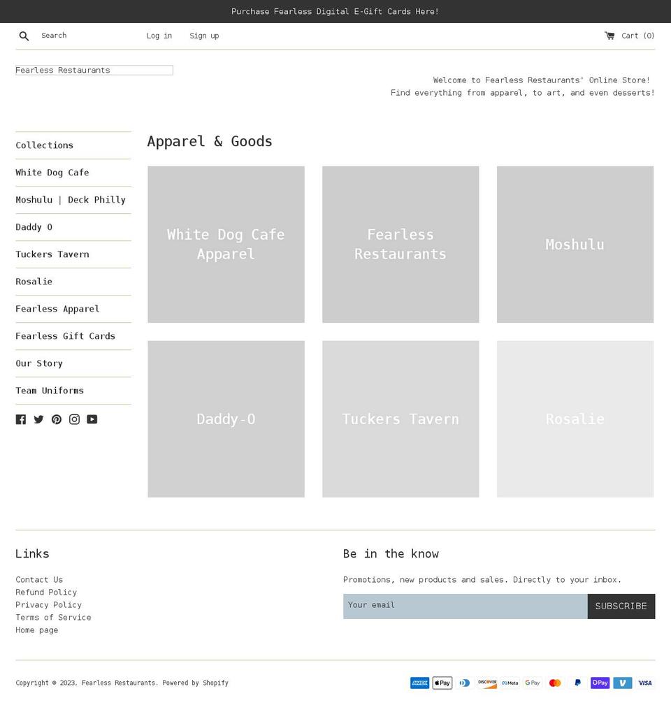 fearless-restaurants.myshopify.com shopify website screenshot