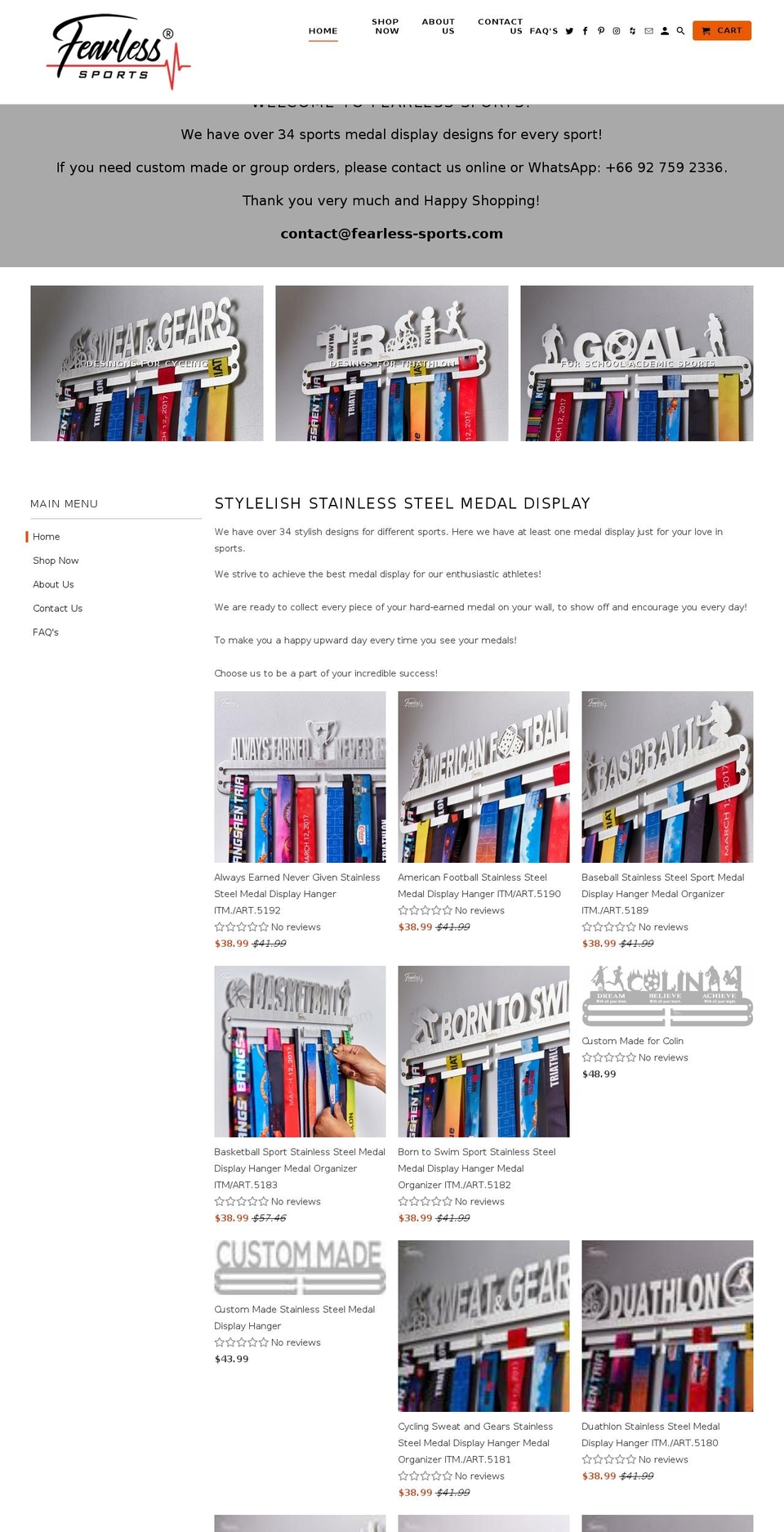 fearless-sports.com — Shopify storefront screenshot