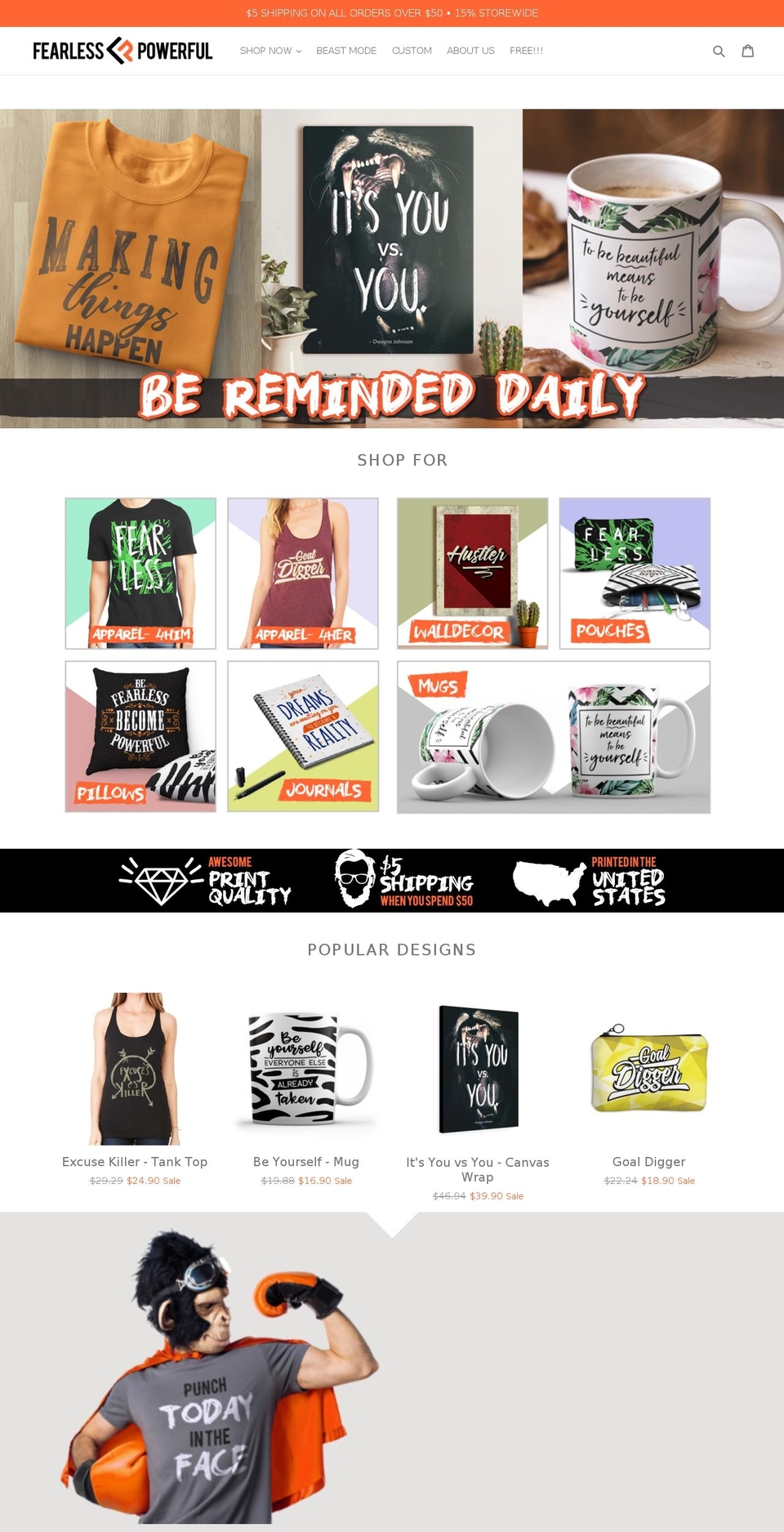 fearlessandpowerful.com — Shopify storefront screenshot