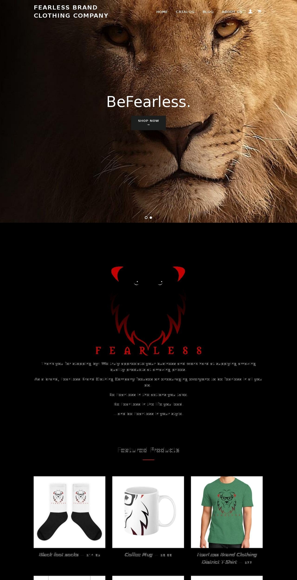 fearlessbrandclothing.com — Shopify storefront screenshot