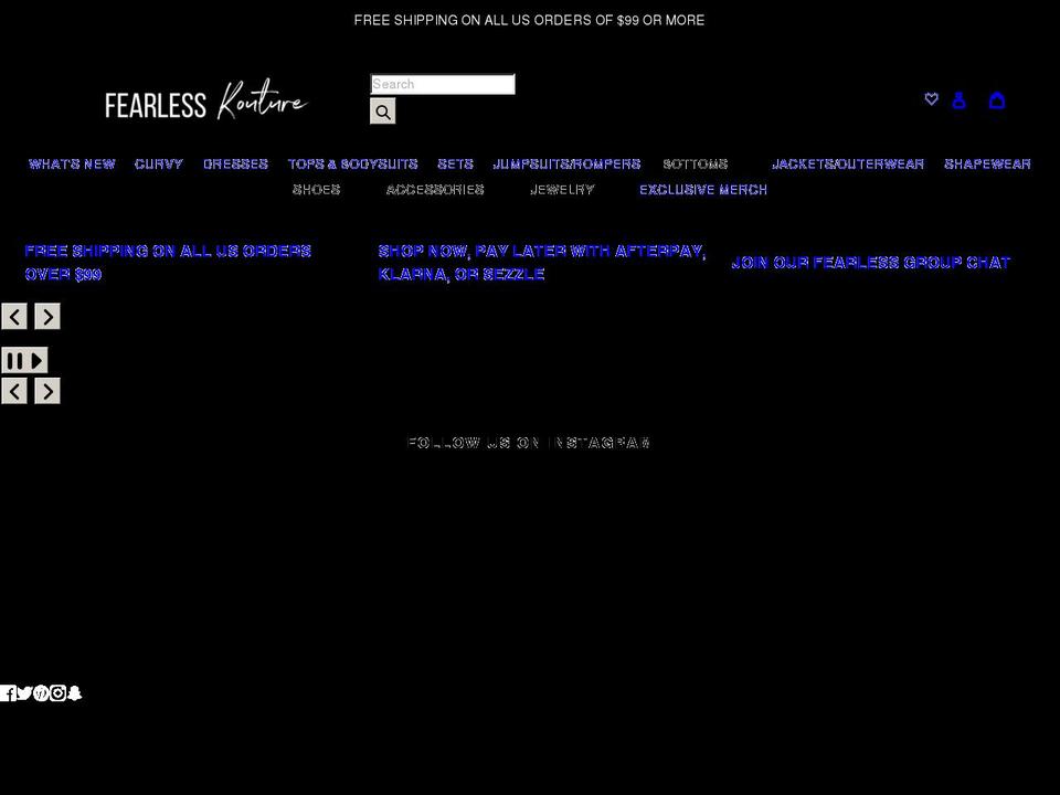 fearlesskouture.com shopify website screenshot