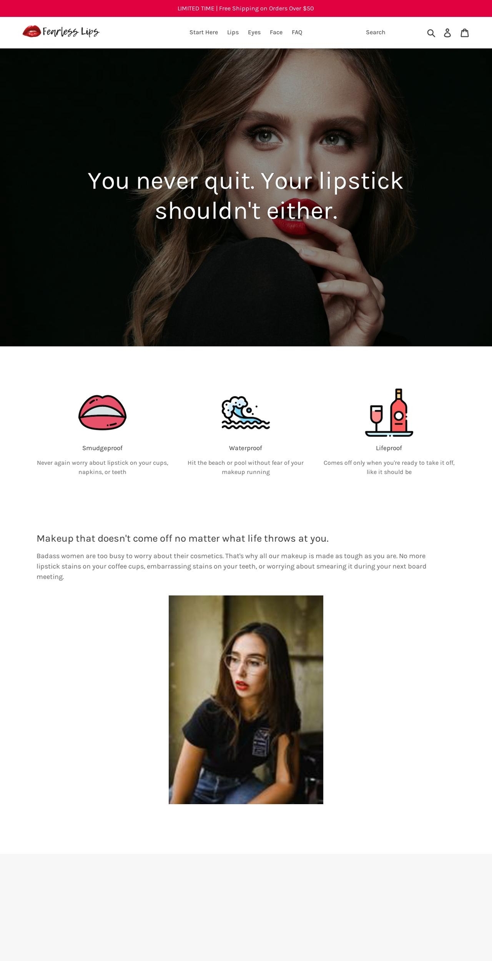 fearlesslips.com — Shopify storefront screenshot