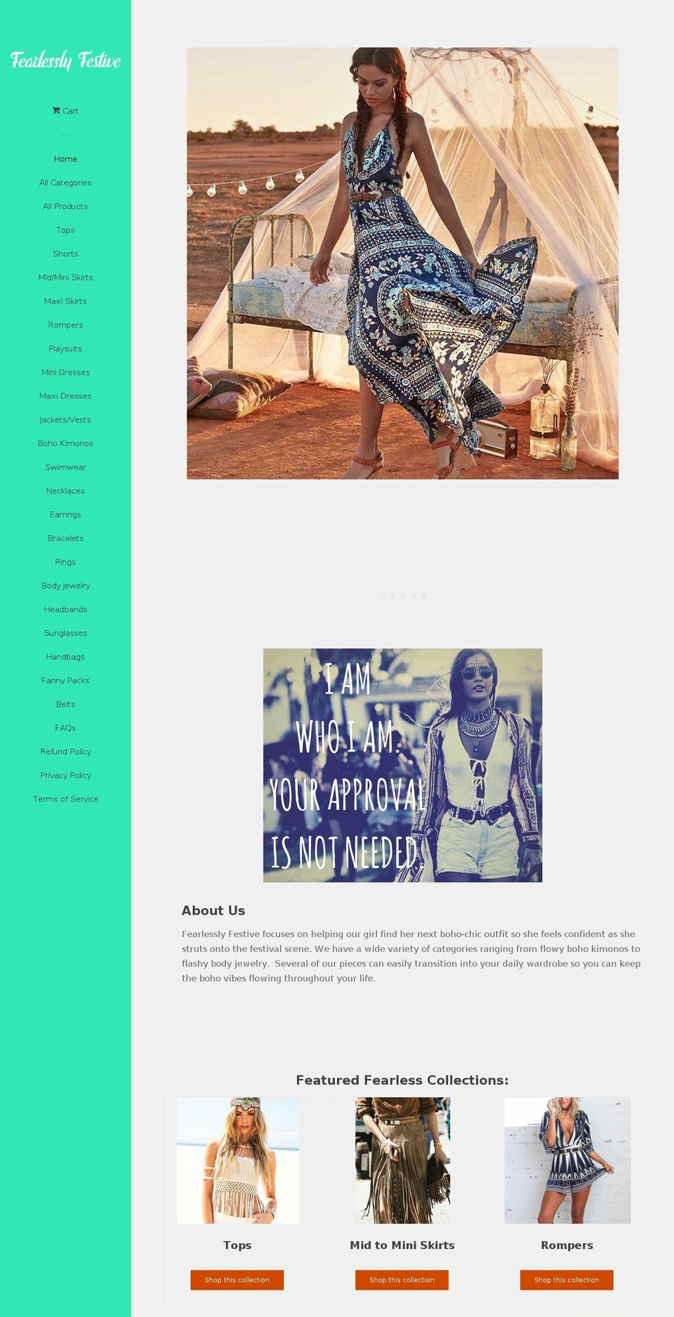 fearlesslyfestive.com — Shopify storefront screenshot