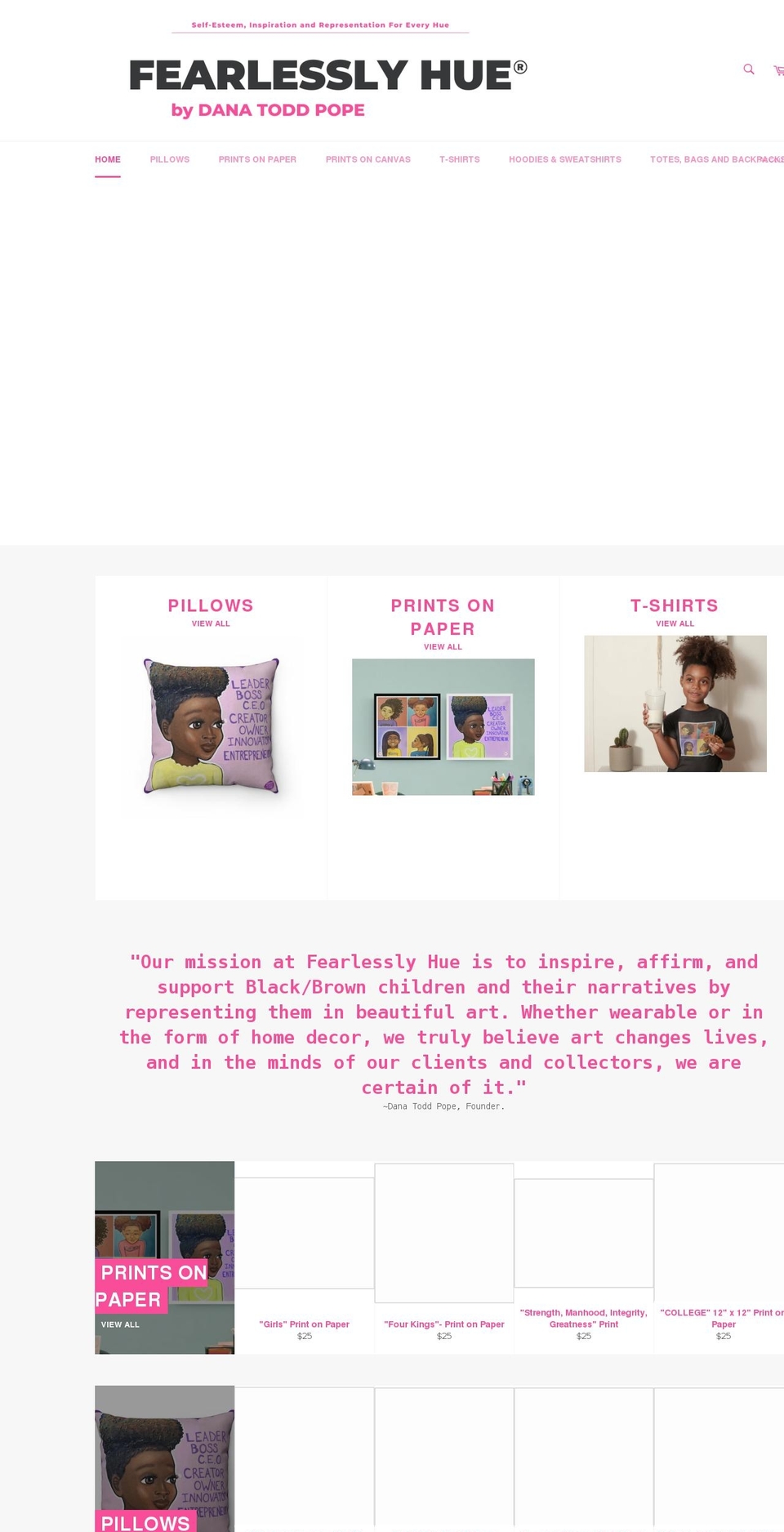 fearlesslyhue.com shopify website screenshot
