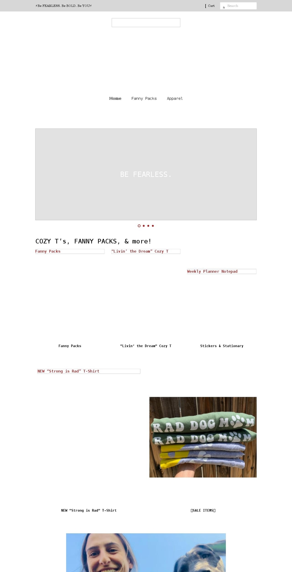 fearlesslystrongco.com shopify website screenshot