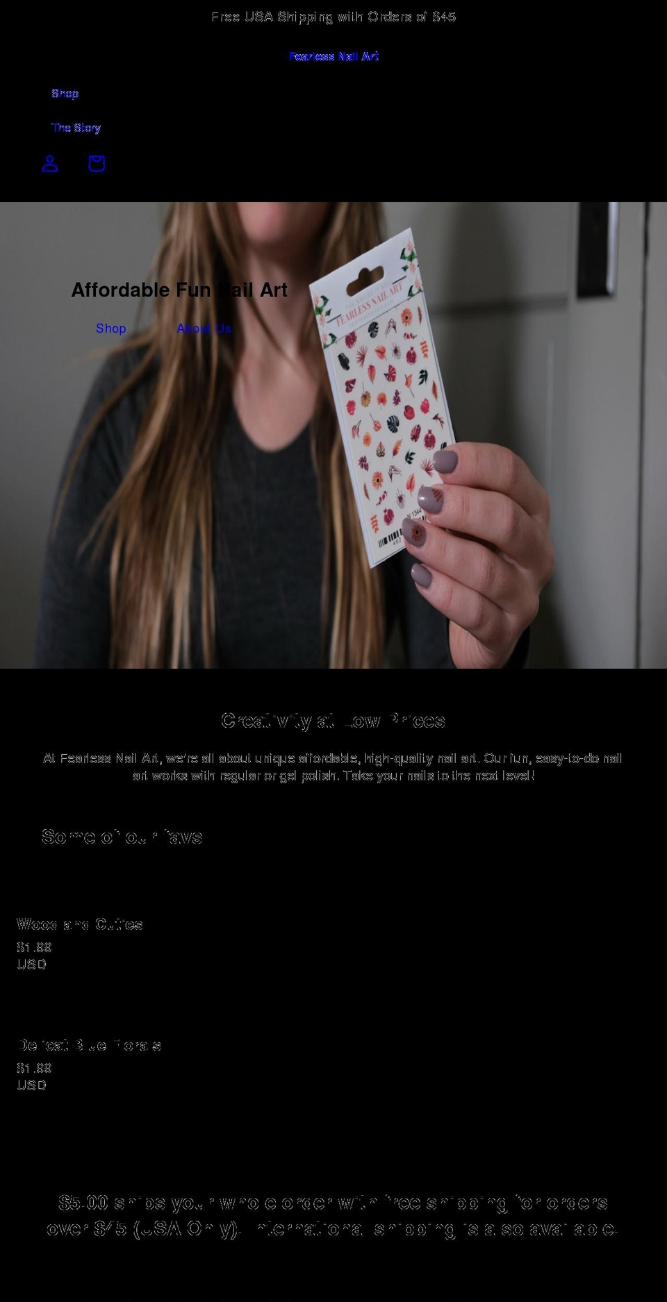 fearlessnailart.com shopify website screenshot