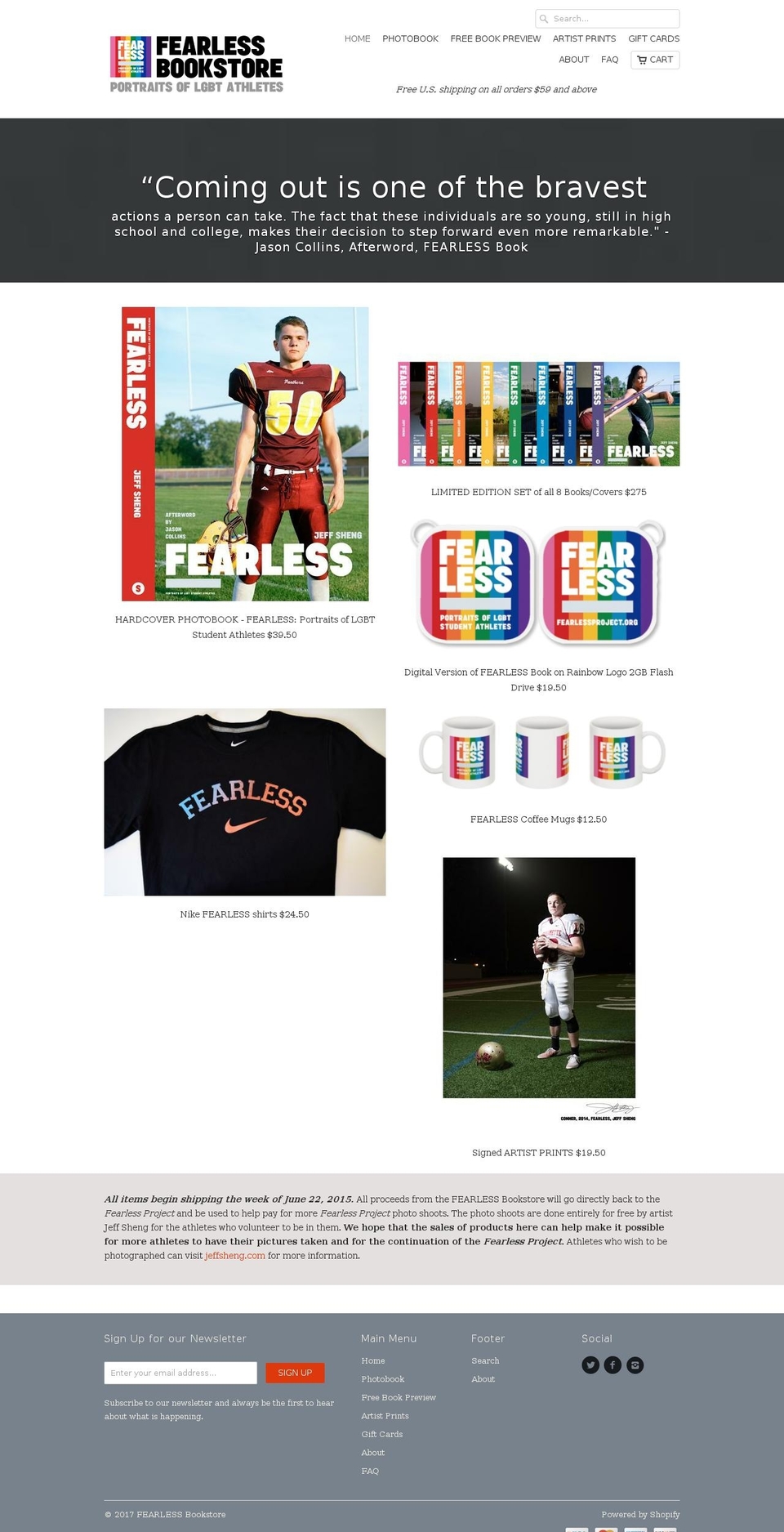 fearlessproject.org shopify website screenshot