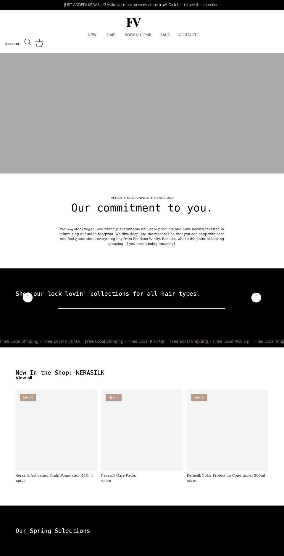 fearlessvanity.com — Shopify storefront screenshot