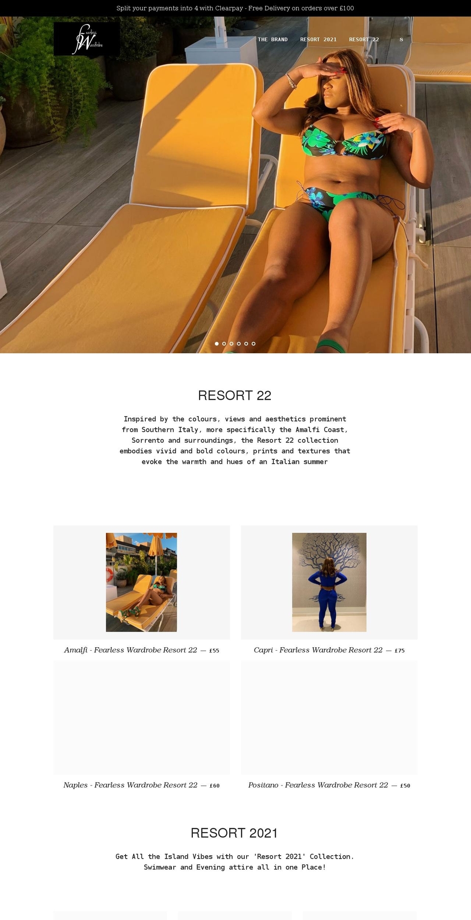 fearlesswardrobe.com shopify website screenshot