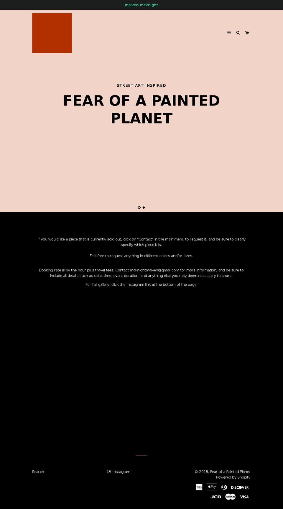 fearofapaintedplanet.com — Shopify storefront screenshot