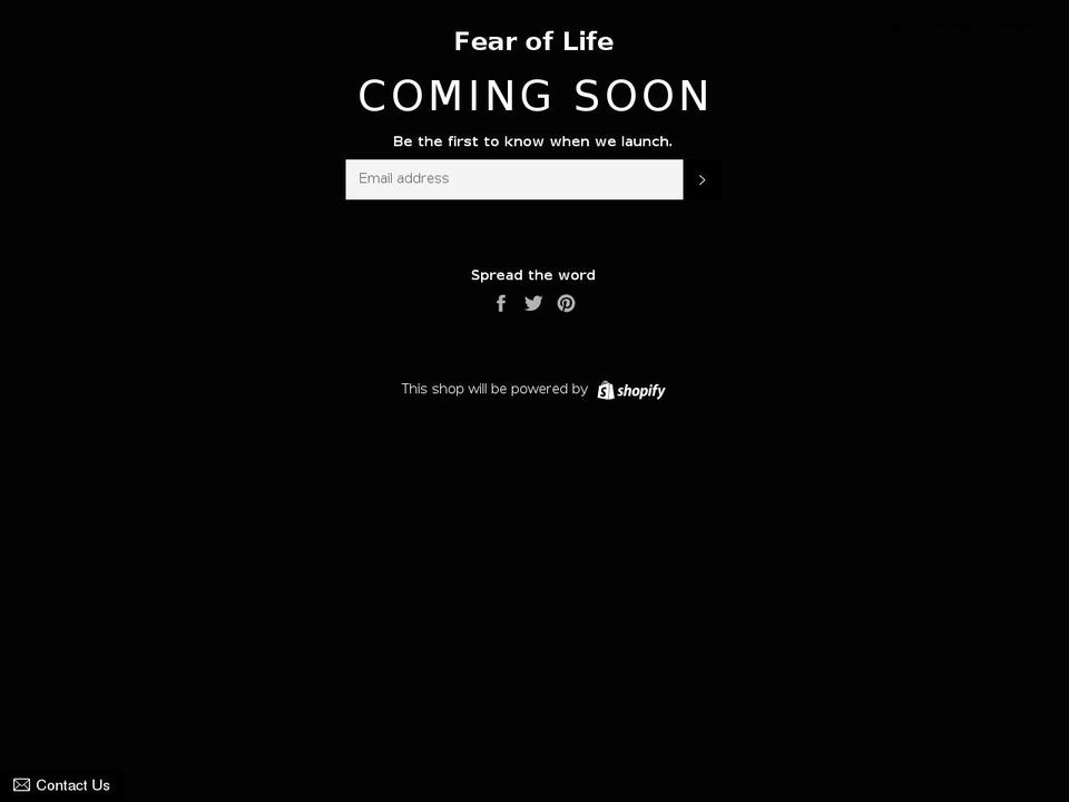 fearoflifeshop.com — Shopify storefront screenshot