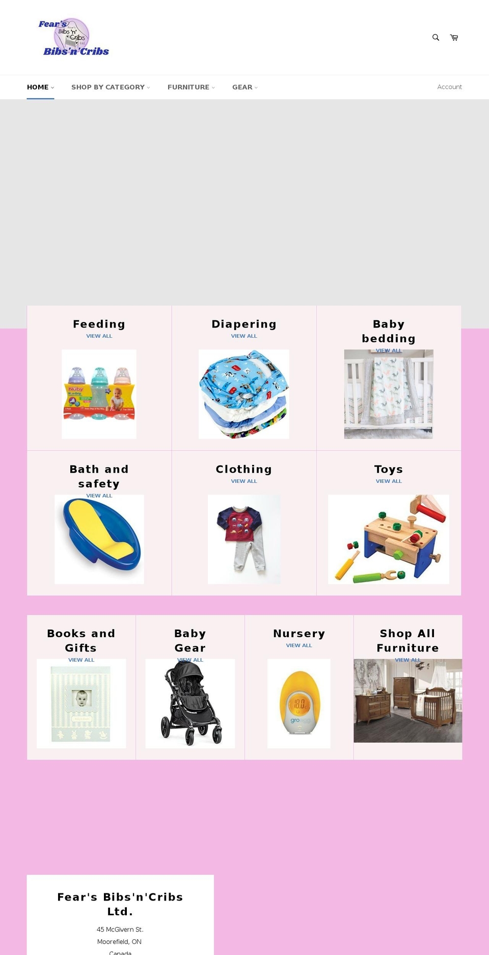 fearsbibsncribs.ca shopify website screenshot