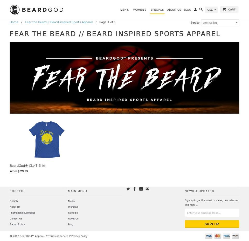 fearthebeard.com shopify website screenshot