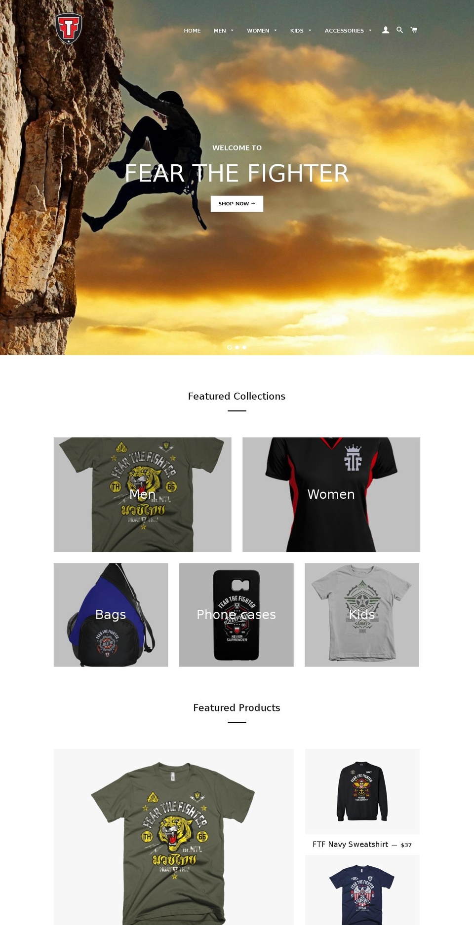 fearthefighter.com shopify website screenshot