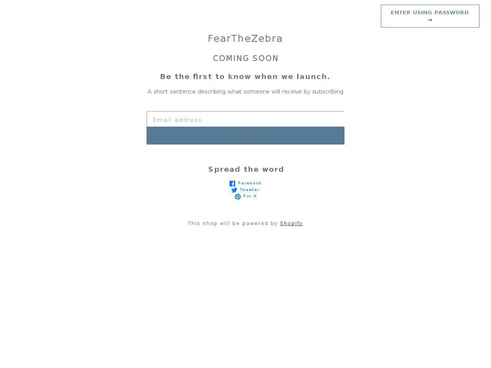 fearthezebra.com shopify website screenshot