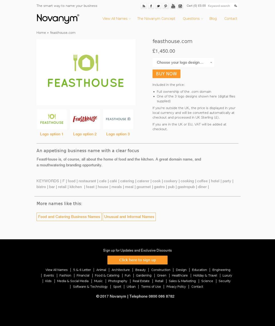 Clean Shopify theme site example feasthouse.com
