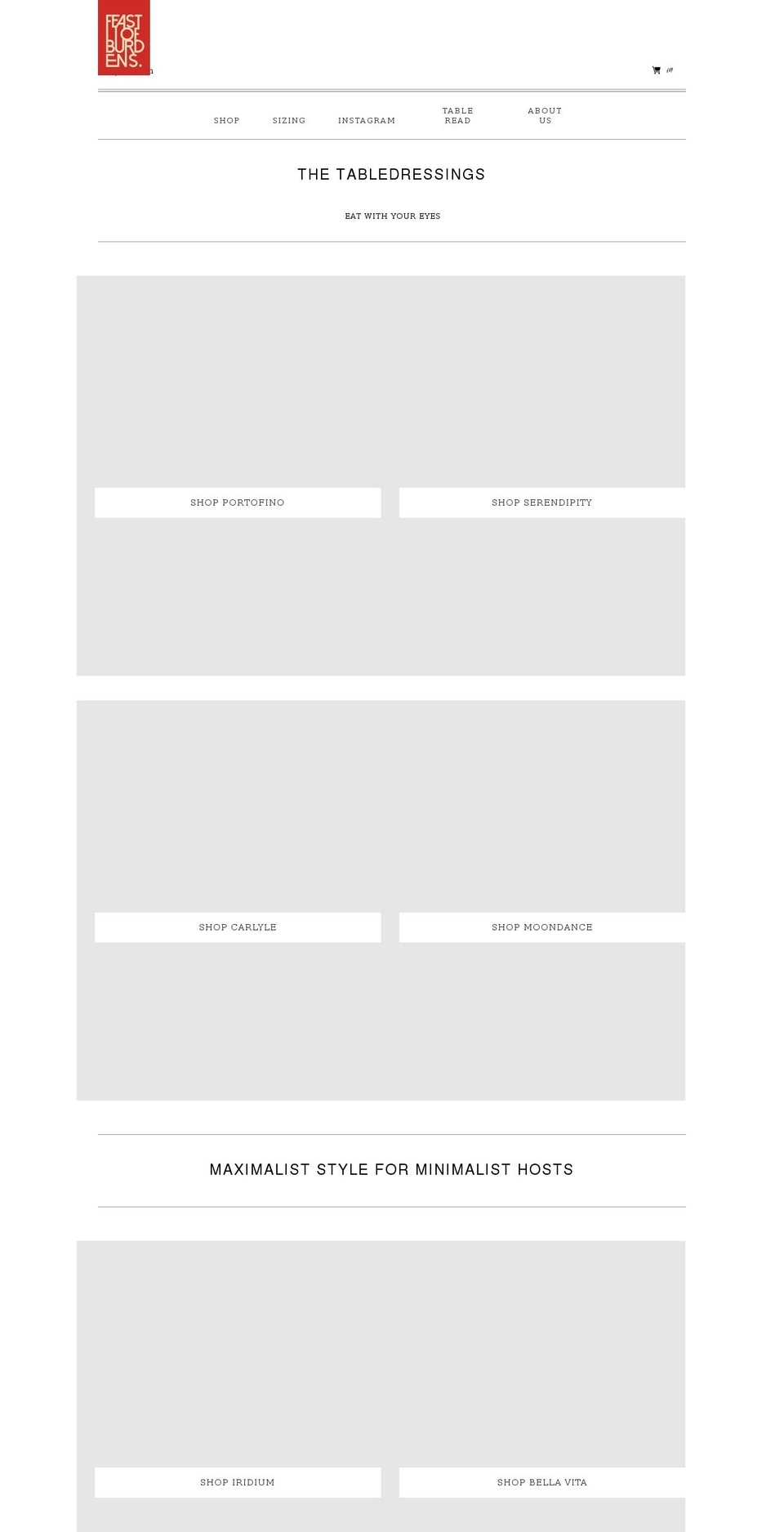 feastofburdens.com shopify website screenshot