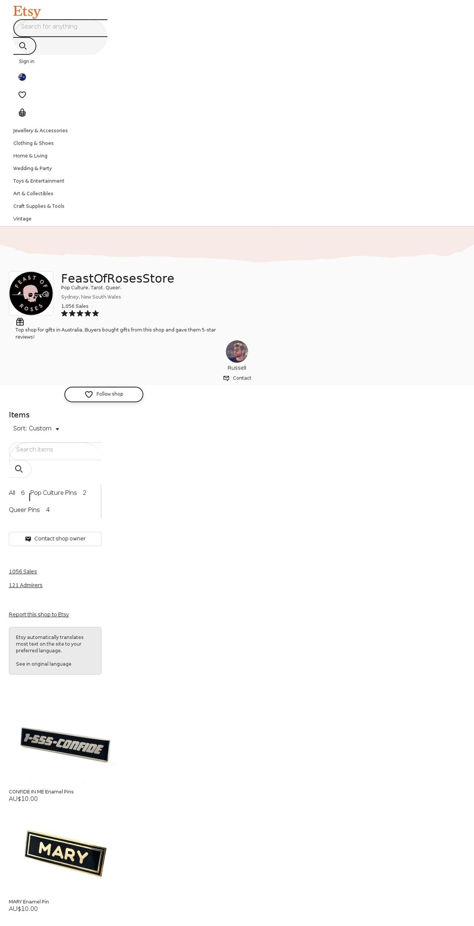 feastofroses.com — Shopify storefront screenshot