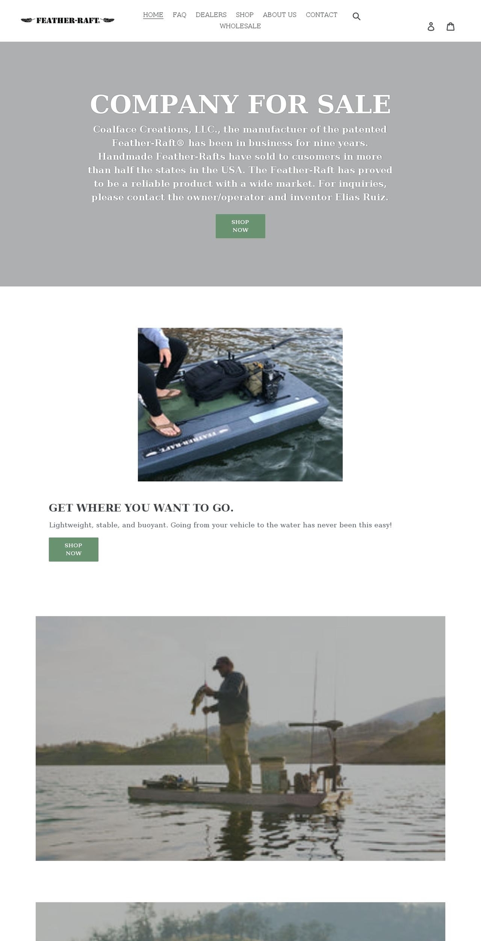 feather-raft.com shopify website screenshot