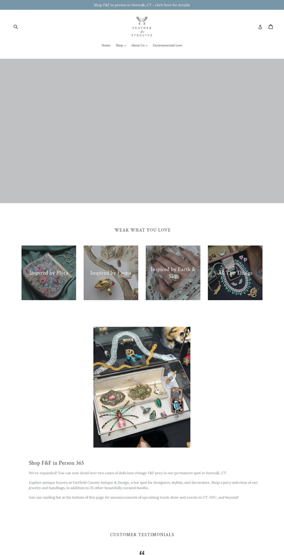 featherandfoxglove.com — Shopify storefront screenshot