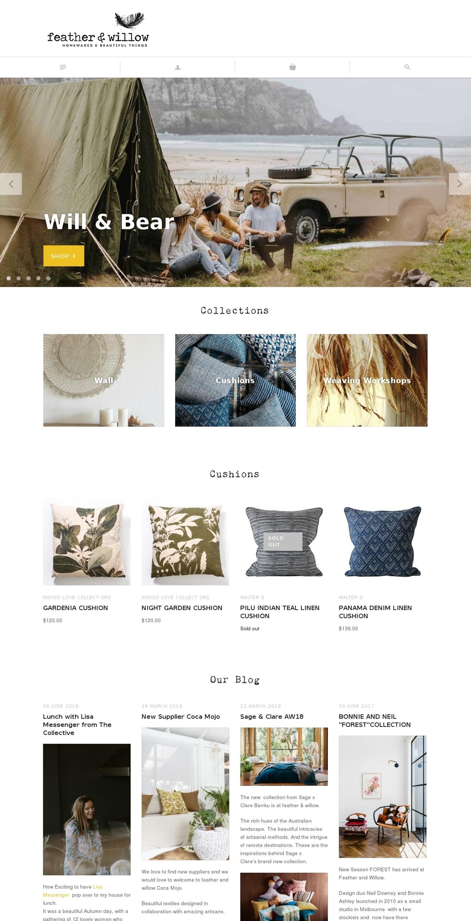 featherandwillow.com.au shopify website screenshot