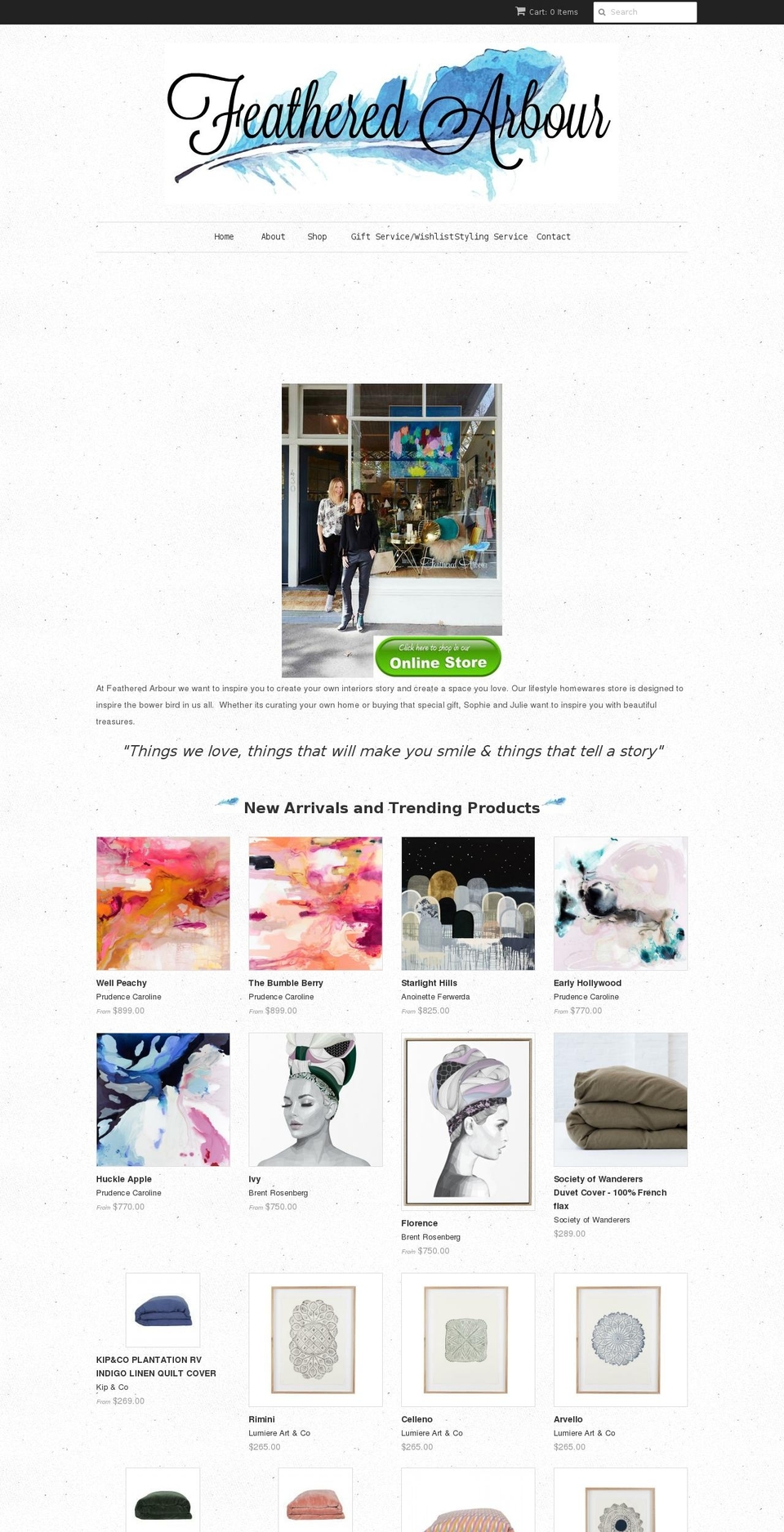 featheredarbour.com.au shopify website screenshot