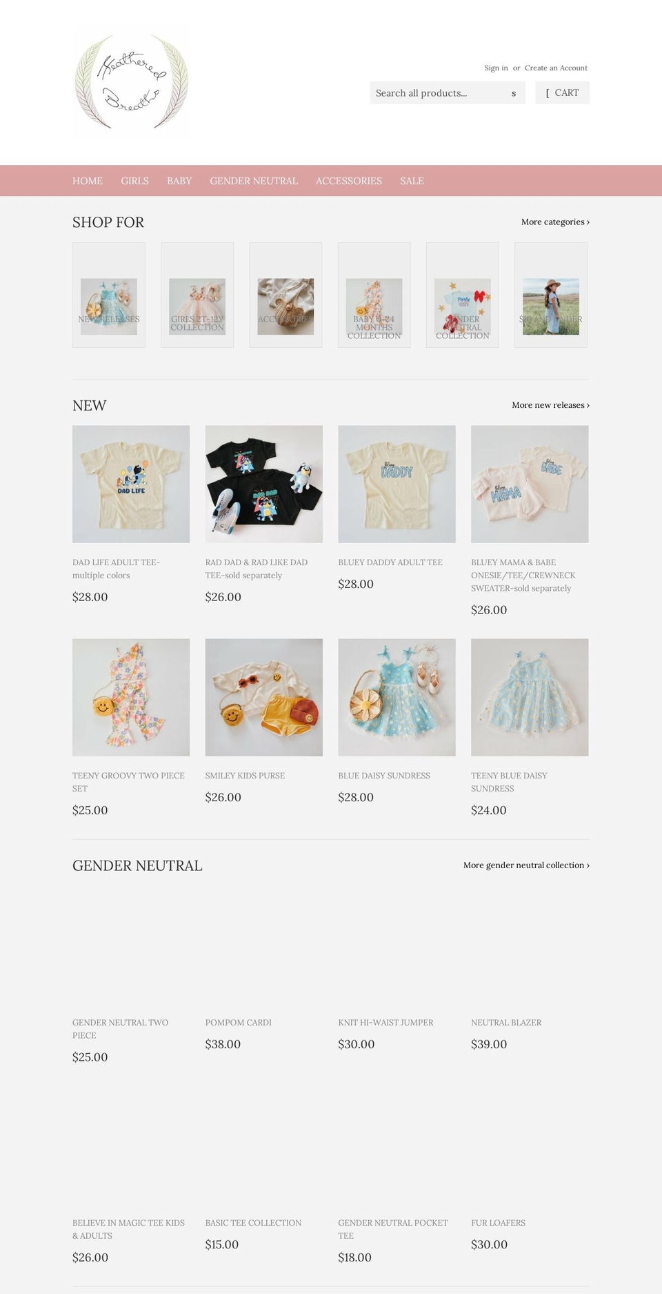 featheredbreathsboutique.com shopify website screenshot