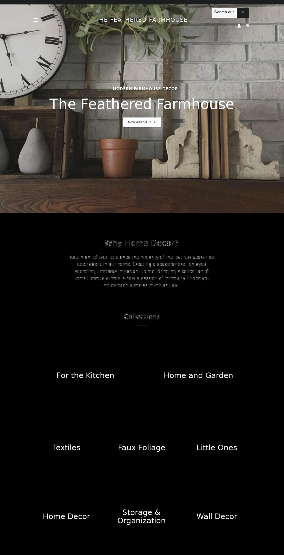 featheredfarmhouse.com — Shopify storefront screenshot