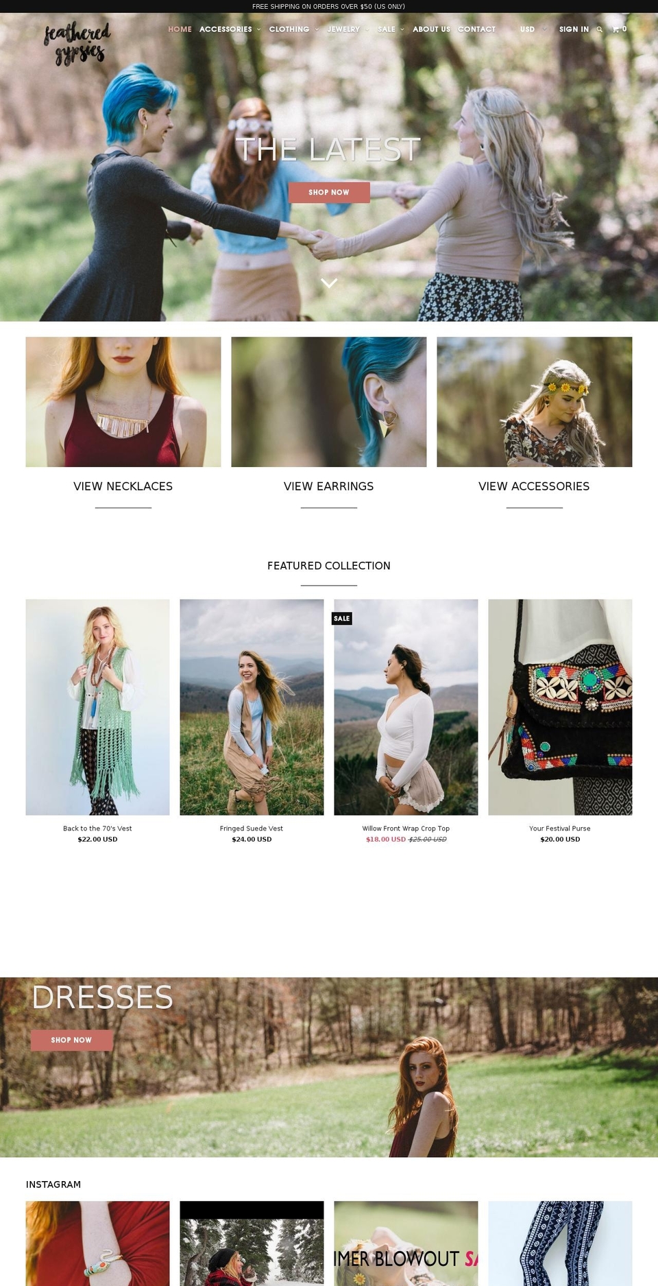 featheredgypsies.com shopify website screenshot