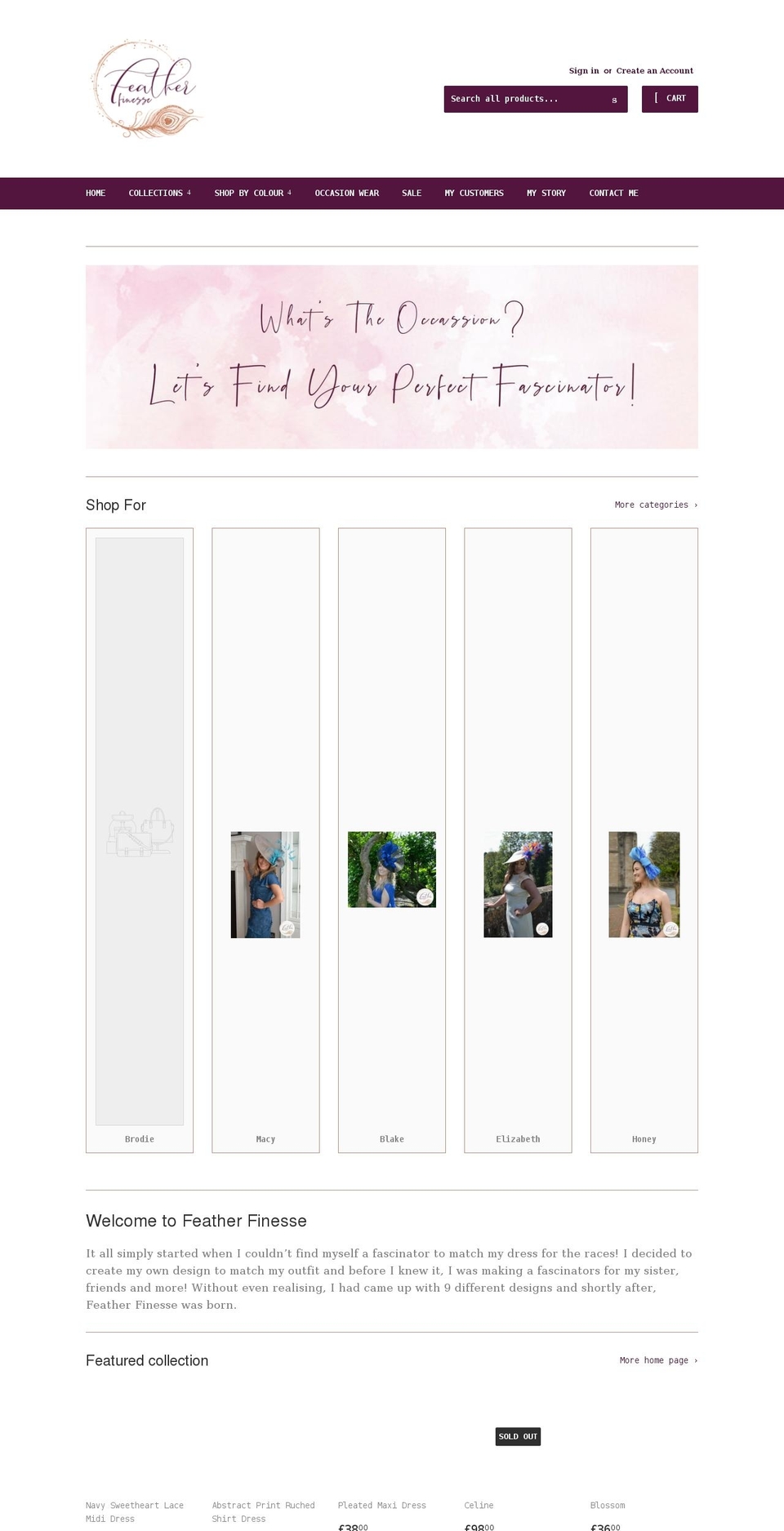 featherfinesse.com shopify website screenshot